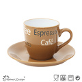 Taza y platillo de café espresso color marrón claro de 3 oz